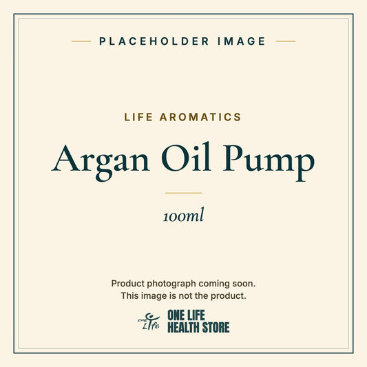 Placeholder image – LIFE AROMATICS Argan Oil Pump 100ml photograph coming soon