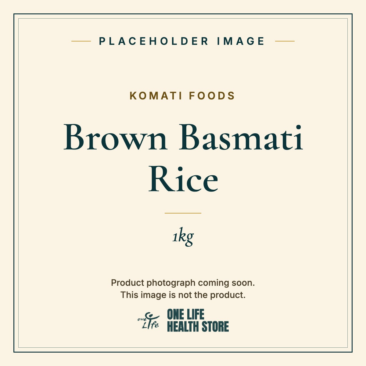 Placeholder image – KOMATI FOODS Brown Basmati Rice 1kg photograph coming soon