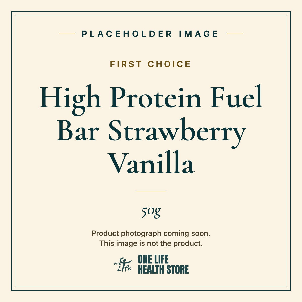 Placeholder image – FIRST CHOICE High Protein Fuel Bar Strawberry Vanilla 50g photograph coming soon