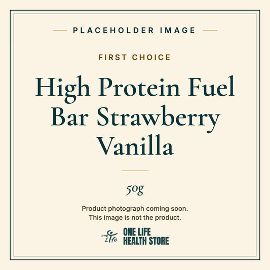 Placeholder image – FIRST CHOICE High Protein Fuel Bar Strawberry Vanilla 50g photograph coming soon