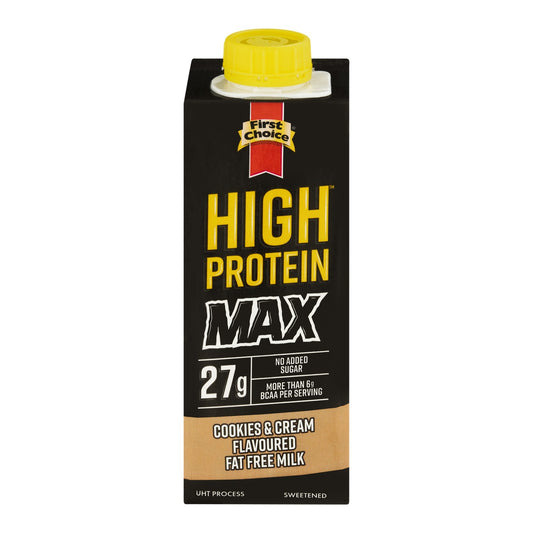 FIRST CHOICE - High Protein MAX Cookies & Cream Flavoured Fat Free Milk - 250 ml | One Life Health