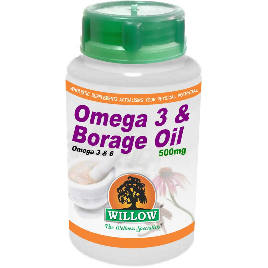 WILLOW - Omega 3 & Borage Oil 500mg - 90 Softgels | One Life Health