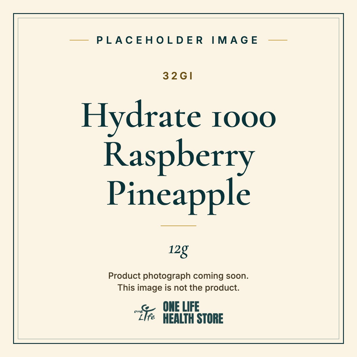 Placeholder image – 32GI Hydrate 1000 Raspberry Pineapple 12g photograph coming soon