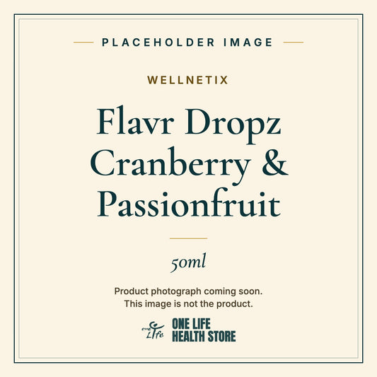 Placeholder image – WELLNETIX Flavr Dropz Cranberry & Passionfruit 50ml photograph coming soon