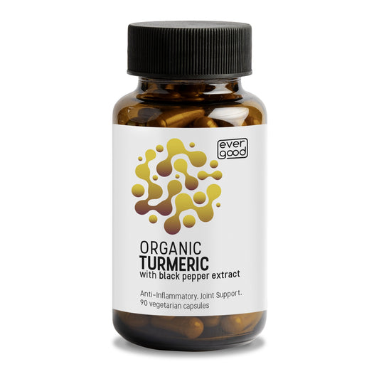 EVER GOOD - Organic Turmeric with Black Pepper Extract - 90 Vegetarian Capsules | One Life Health