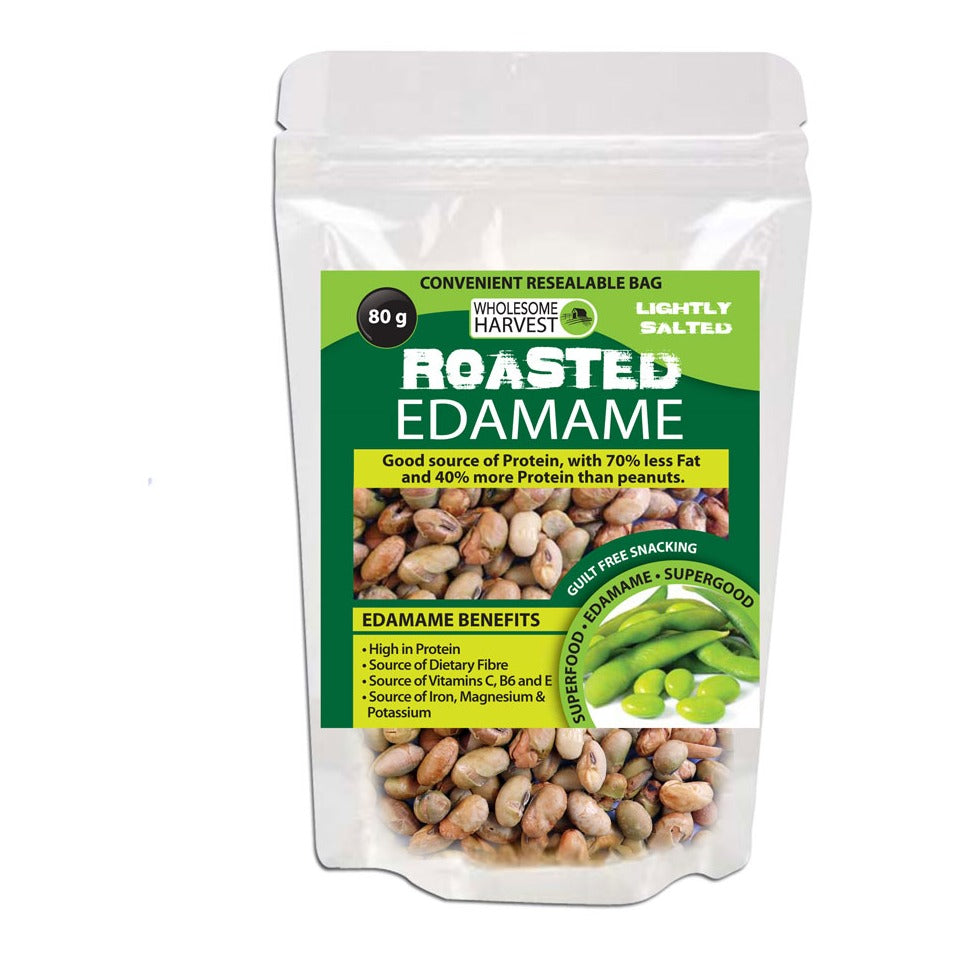 WHOLESOME HARVEST - Roasted Edamame Beans Lightly Salted - 80g | One Life Health
