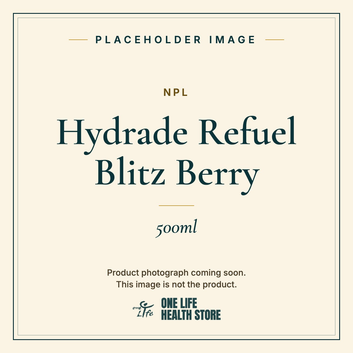 Placeholder image – NPL Hydrade Refuel Blitz Berry 500ml photograph coming soon