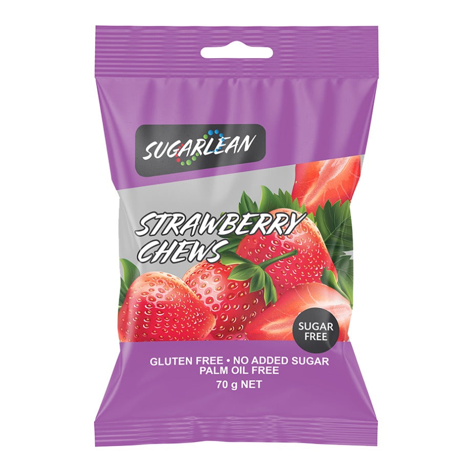 SUGARLEAN - Strawberry Chews Sugar Free - 70g | One Life Health