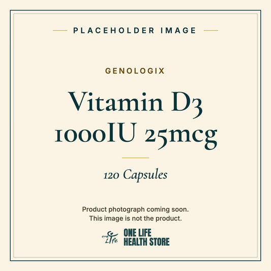 Placeholder image – GENOLOGIX Vitamin D3 1000IU 25mcg 120 Capsules photograph coming soon