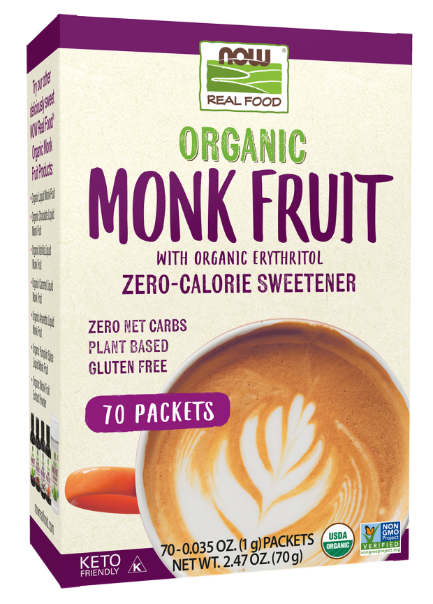NOW® - Monk Fruit with Erythritol - 70×1g Packets | One Life Health