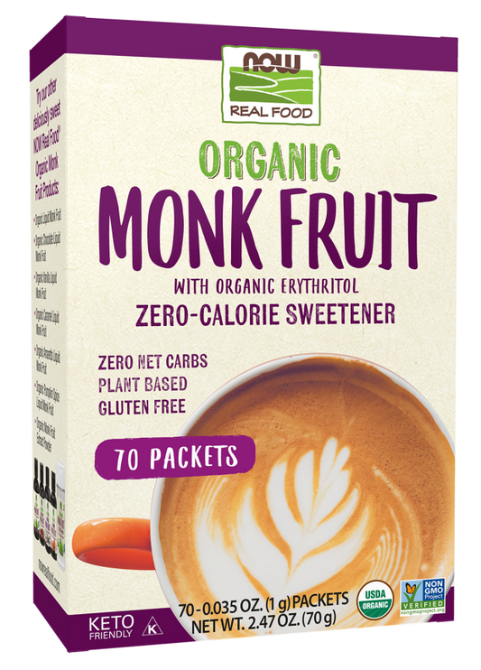 NOW® - Monk Fruit with Erythritol - 70×1g Packets | One Life Health