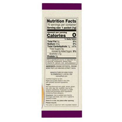 NOW® - Monk Fruit with Erythritol - 70×1g Packets | One Life Health