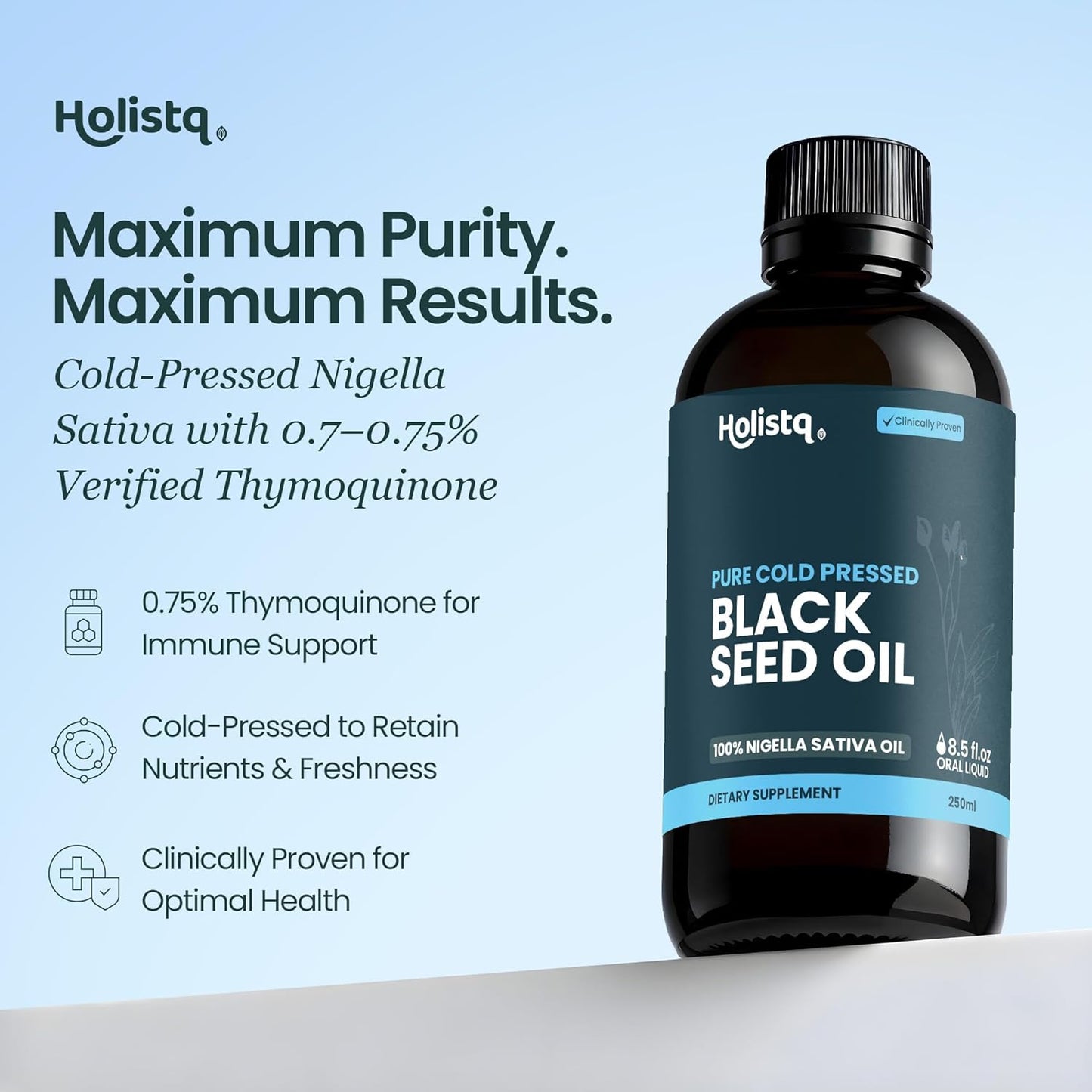 HOLISTQ - Pure Cold Pressed Black Seed Oil - 250ml | One Life Health