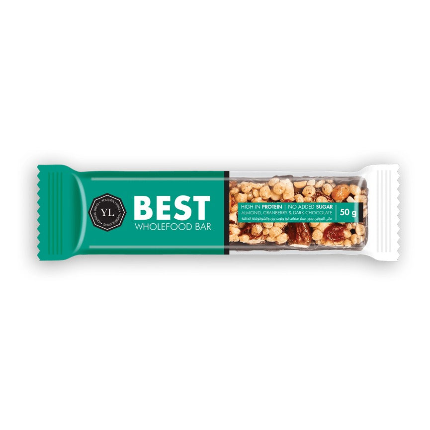 YOUTHFUL LIVING - Best Wholefood Bar Almond, Cranberry & Dark Chocolate - 50g | One Life Health