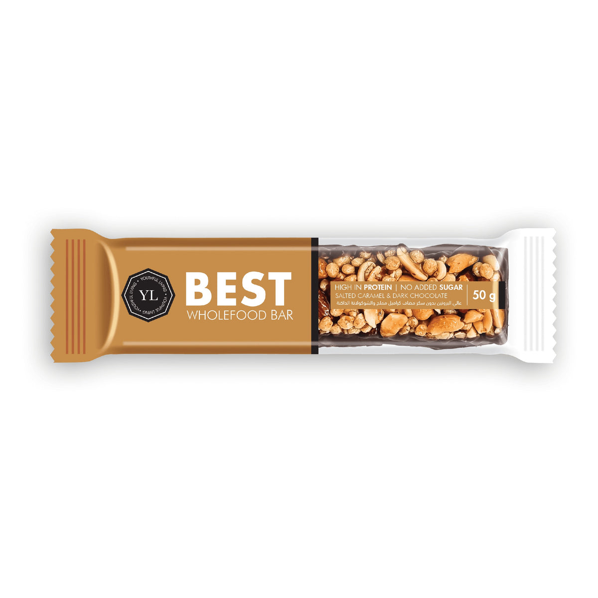 YOUTHFUL LIVING - Best Wholefood Bar Salted Caramel & Dark Chocolate - 50g | One Life Health