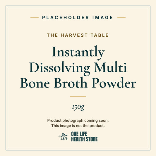 Placeholder image – THE HARVEST TABLE Instantly Dissolving Multi Bone Broth Powder 150g photograph coming soon