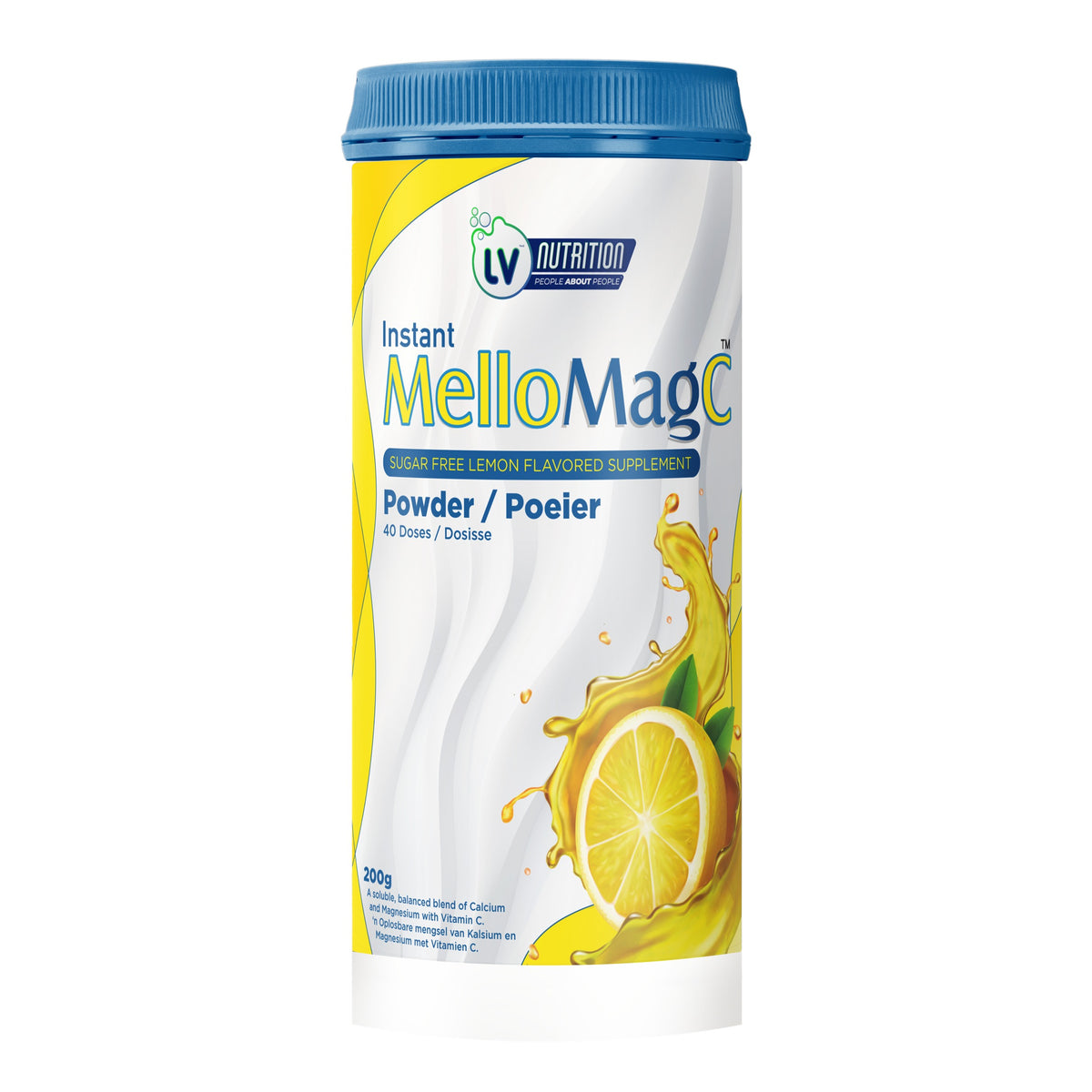 LV NUTRITION - Instant MelloMag C Powder Sugar Free Lemon - 200g | One Life Health