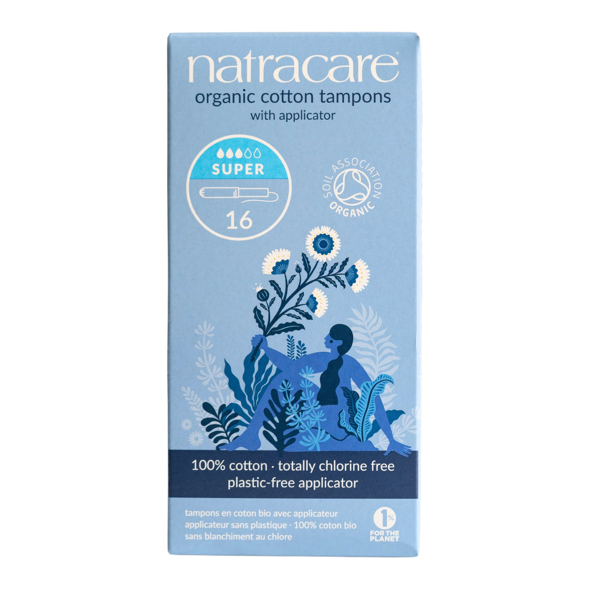 NATRACARE - Organic Cotton Tampons with Applicator Super - 16 Tampons | One Life Health