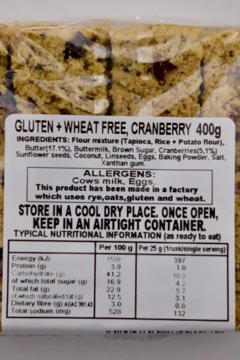 BEA'S RUSKS - Gluten & Wheat Free with Cranberries - 400g | One Life Health