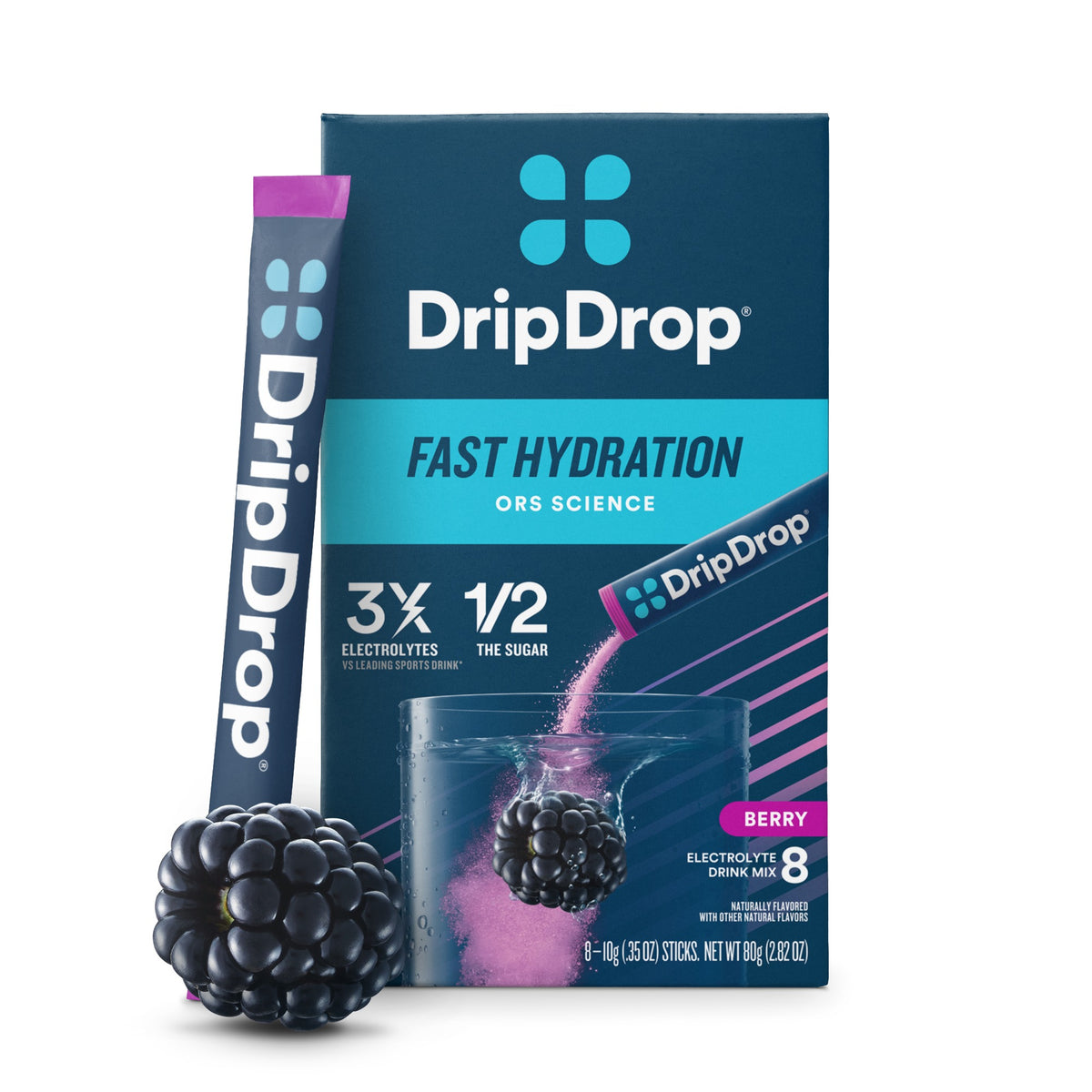 DRIPDROP - Electrolyte Hydration Powder Berry - 8 Sachets | One Life Health