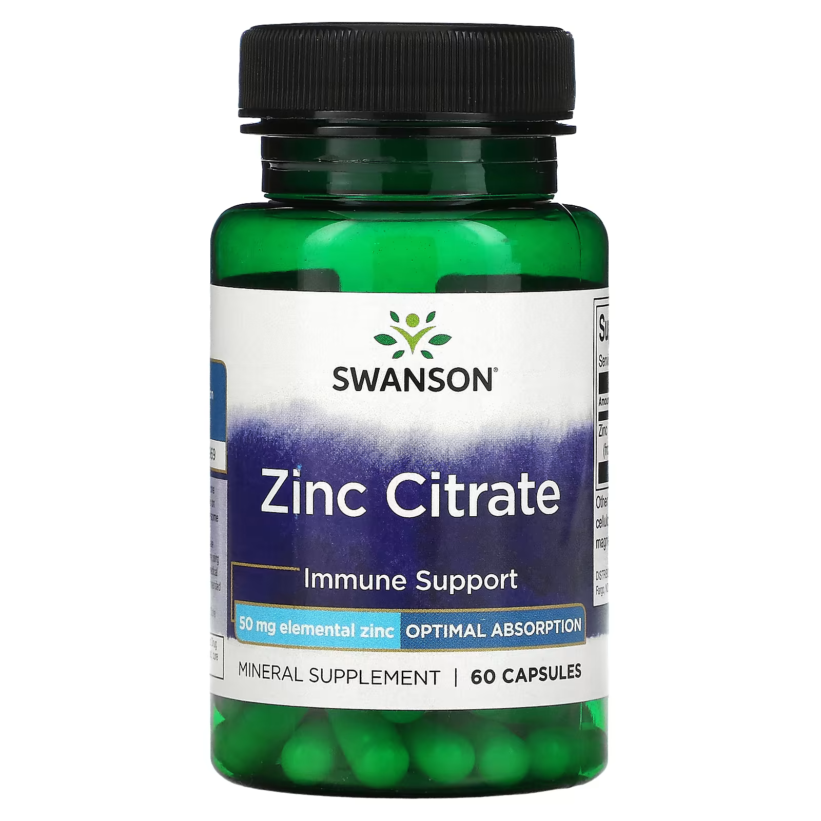 SWANSON - Zinc Citrate 50 mg - 60 Capsules | One Life Health