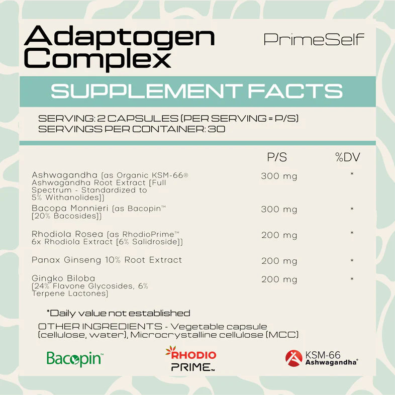 PRIMESELF - Adaptogen Complex - 60 Veg Capsules | One Life Health