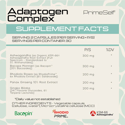 PRIMESELF - Adaptogen Complex - 60 Veg Capsules | One Life Health