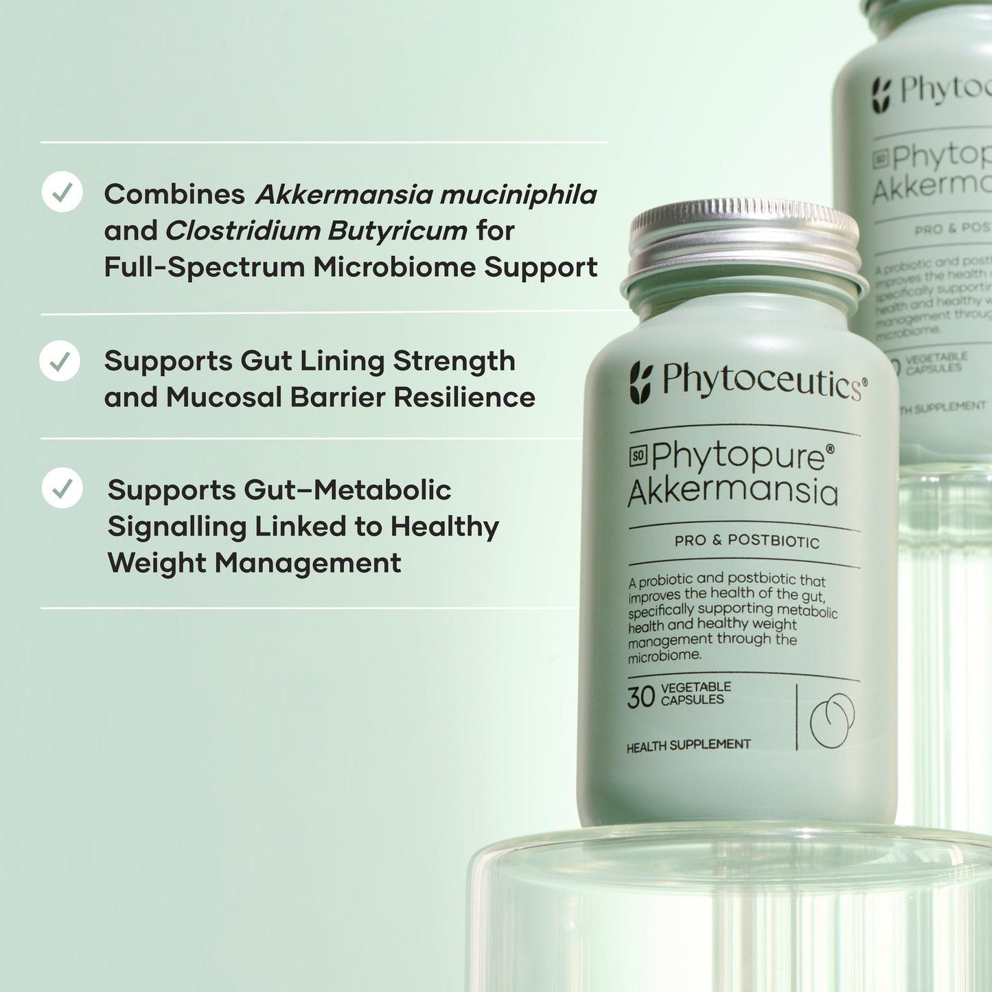 PHYTOCEUTICS - Phytopure® Akkermansia Pro & Postbiotic - 30 Veg Capsules