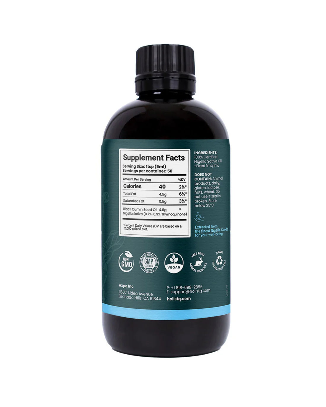 HOLISTQ - Pure Cold Pressed Black Seed Oil - 250ml | One Life Health