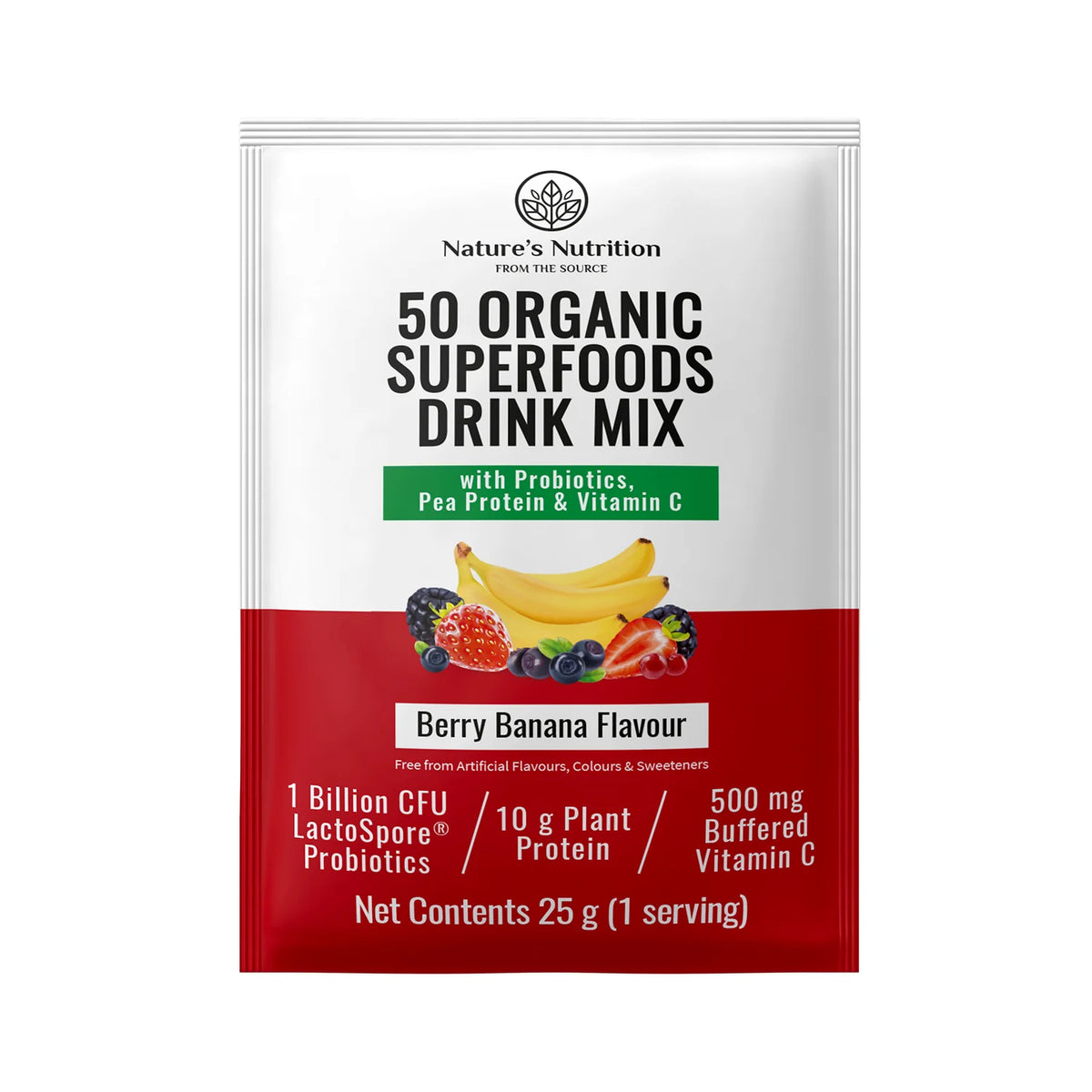NATURE'S NUTRITION Berry Banana Superfoods Drink Mix Sachets 25g