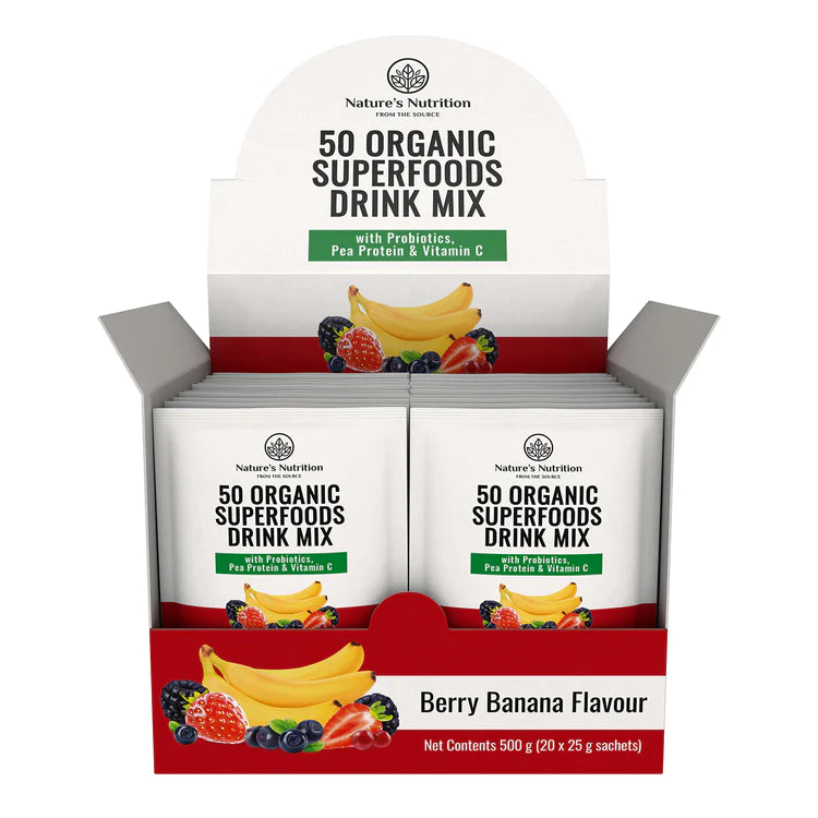NATURE'S NUTRITION - Berry Banana Superfoods Drink Mix Sachets 25g | One Life Health