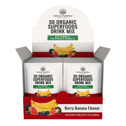 NATURE'S NUTRITION - Berry Banana Superfoods Drink Mix Sachets 25g | One Life Health