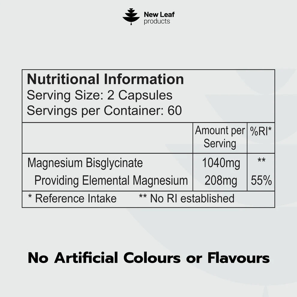 NEW LEAF - Magnesium Glycinate - 120 Capsules