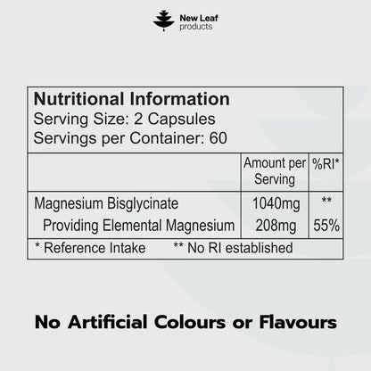 NEW LEAF - Magnesium Glycinate - 120 Capsules