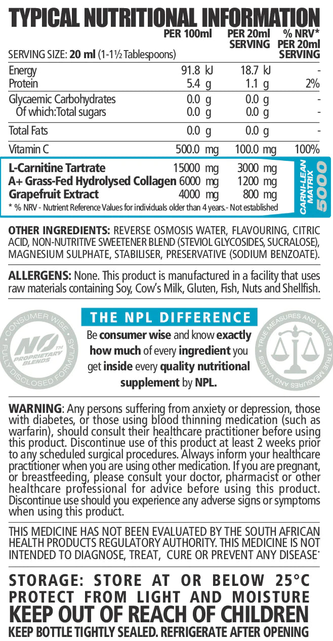 NPL - Carni Lean 5000 Green Apple - 500ml | One Life Health
