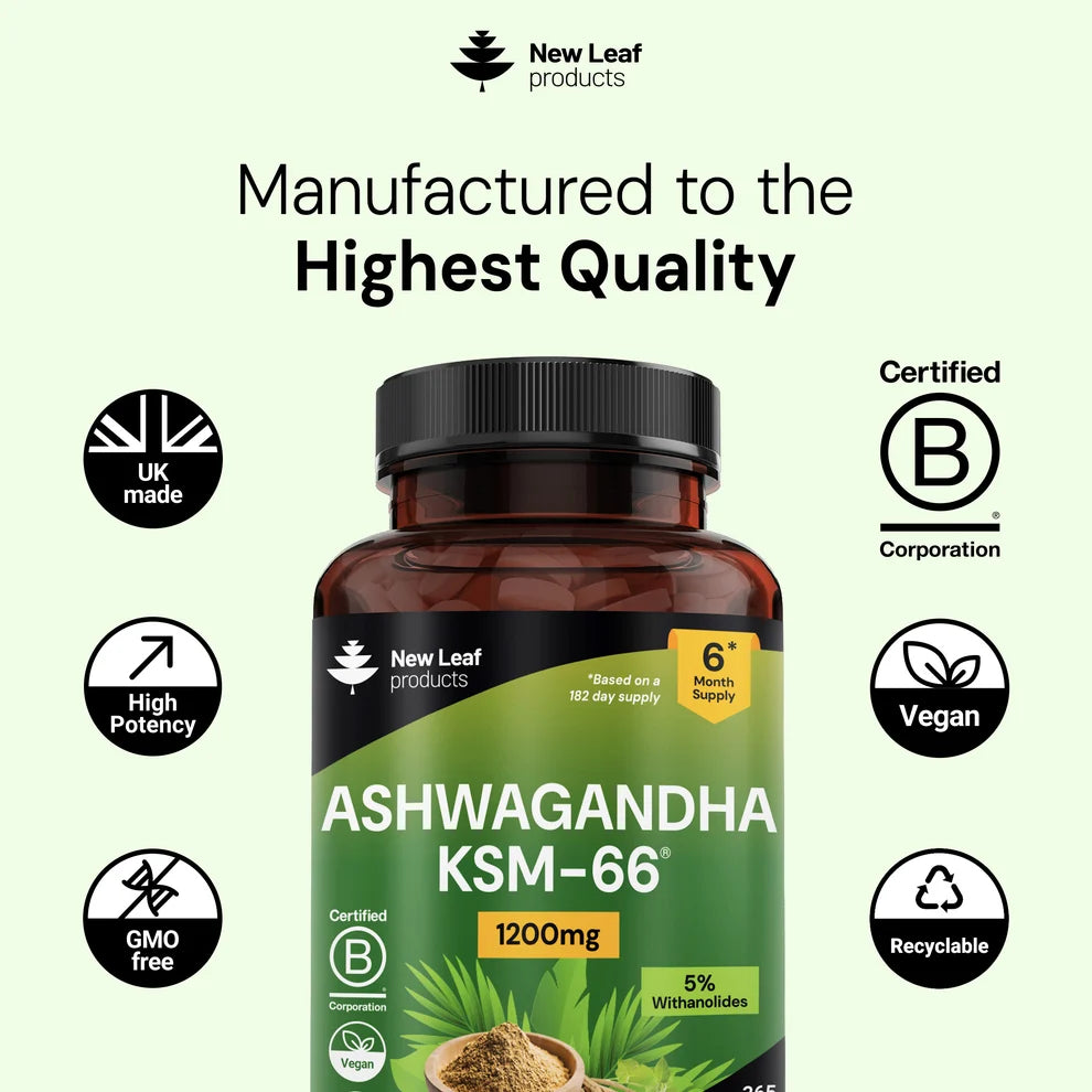 NEW LEAF - Ashwagandha KSM-66 1200mg - 365 Tablets
