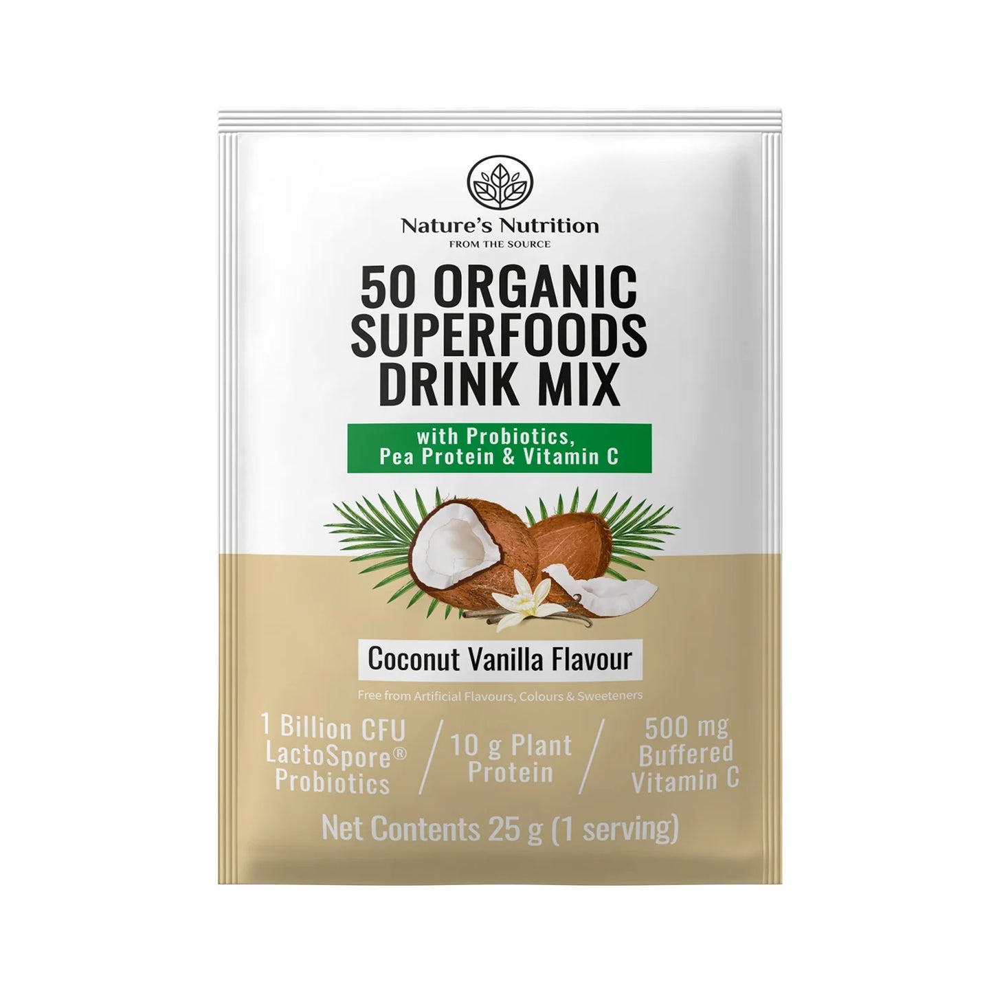 NATURE'S NUTRITION - Coconut Vanilla Superfoods Drink Mix Sachets 25g | One Life Health