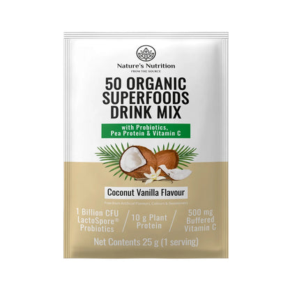 NATURE'S NUTRITION - Coconut Vanilla Superfoods Drink Mix Sachets 25g | One Life Health