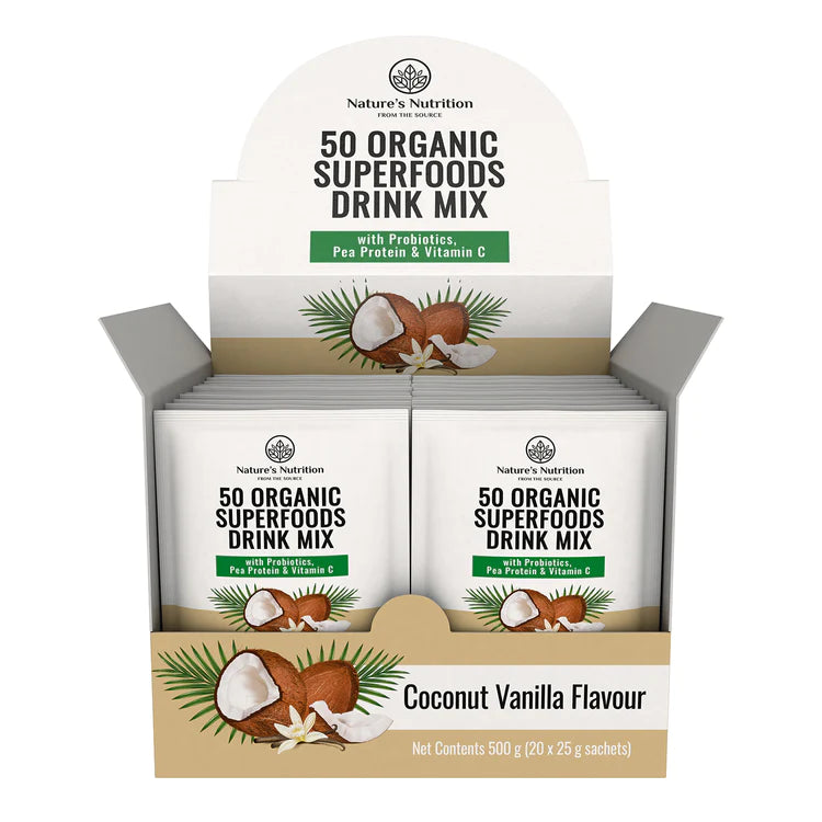 NATURE'S NUTRITION - Coconut Vanilla Superfoods Drink Mix Sachets 25g | One Life Health