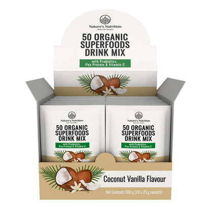 NATURE'S NUTRITION - Coconut Vanilla Superfoods Drink Mix Sachets 25g | One Life Health