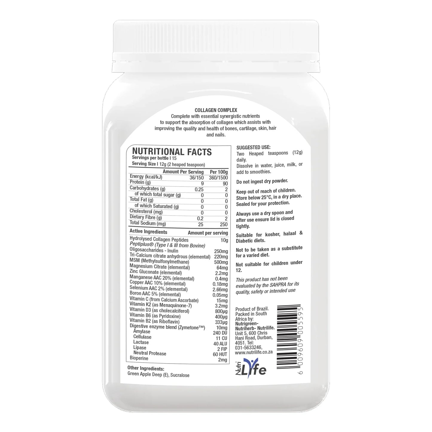 NUTRILIFE - Hydrolysed Collagen Peptides Complex Apple 185g | One Life Health