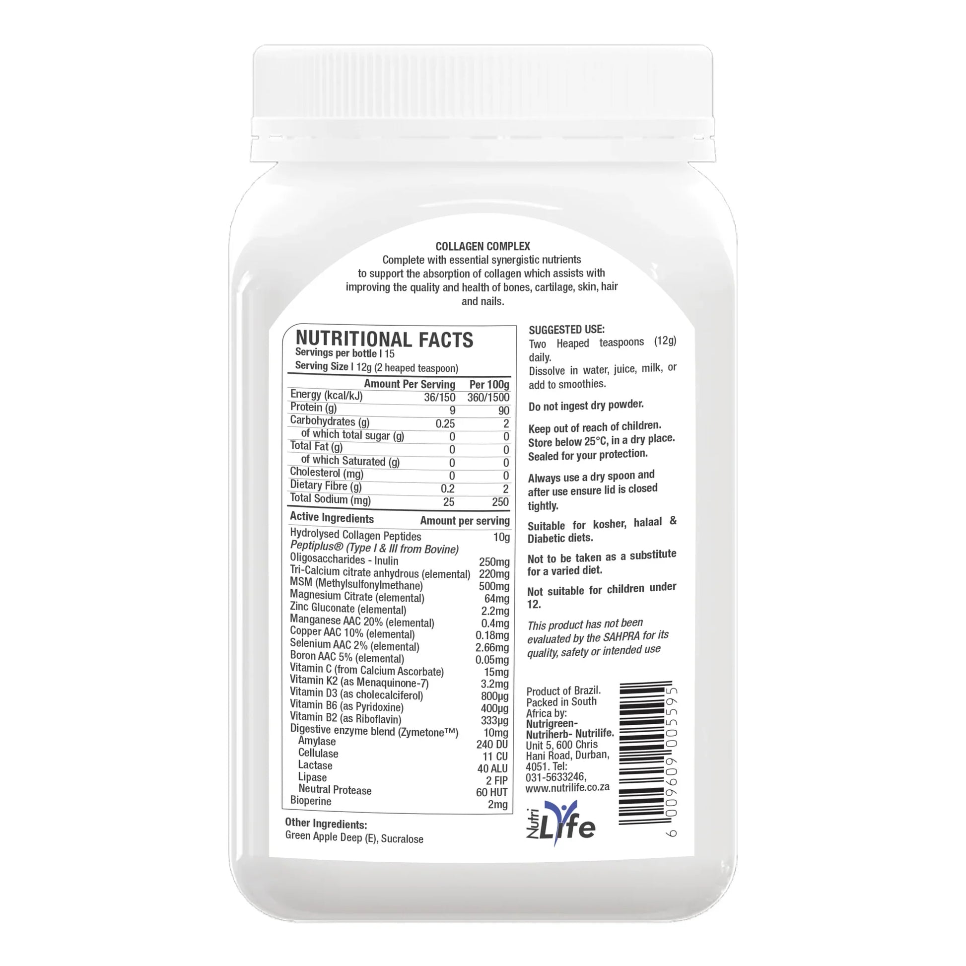 NUTRILIFE - Hydrolysed Collagen Peptides Complex Apple 185g | One Life Health