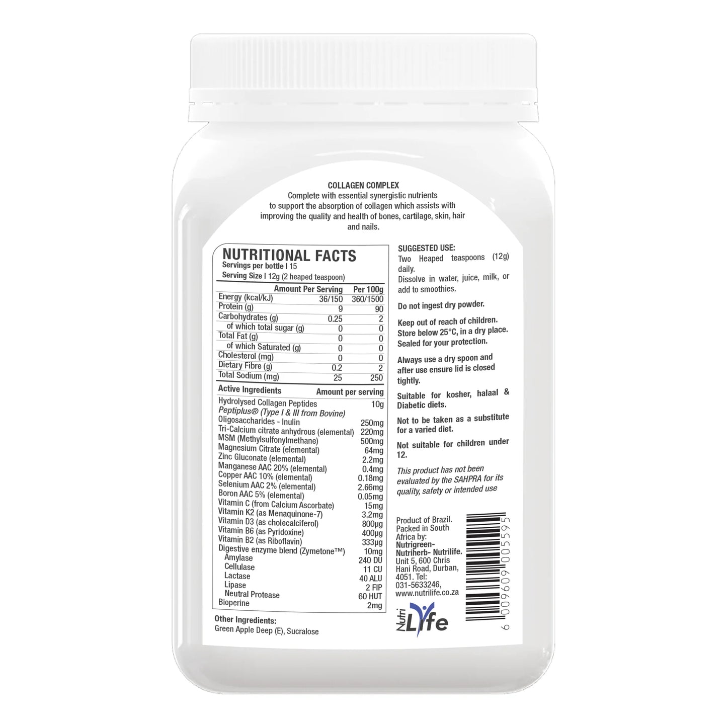 NUTRILIFE - Hydrolysed Collagen Peptides Complex Apple 185g | One Life Health