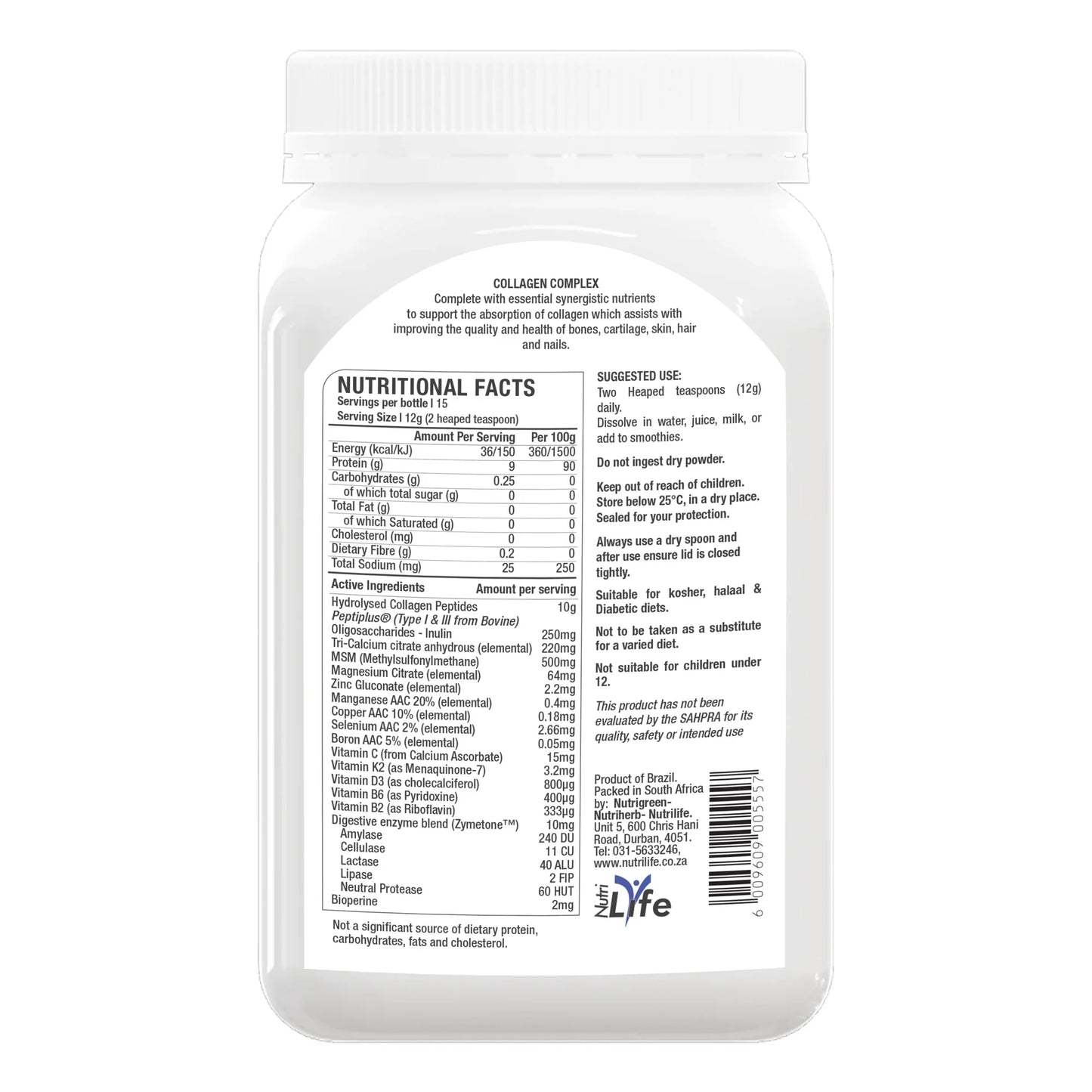 NUTRILIFE - Hydrolysed Collagen Peptides Complex Plain 185g | One Life Health