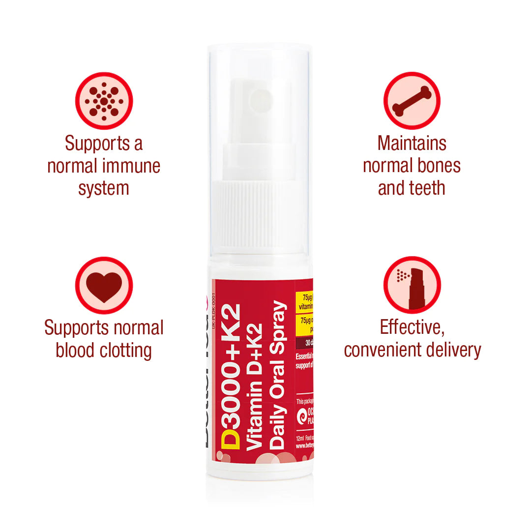 BETTER YOU - D3000+K2 Vitamin D + K2 Oral Spray 12ml | One Life Health