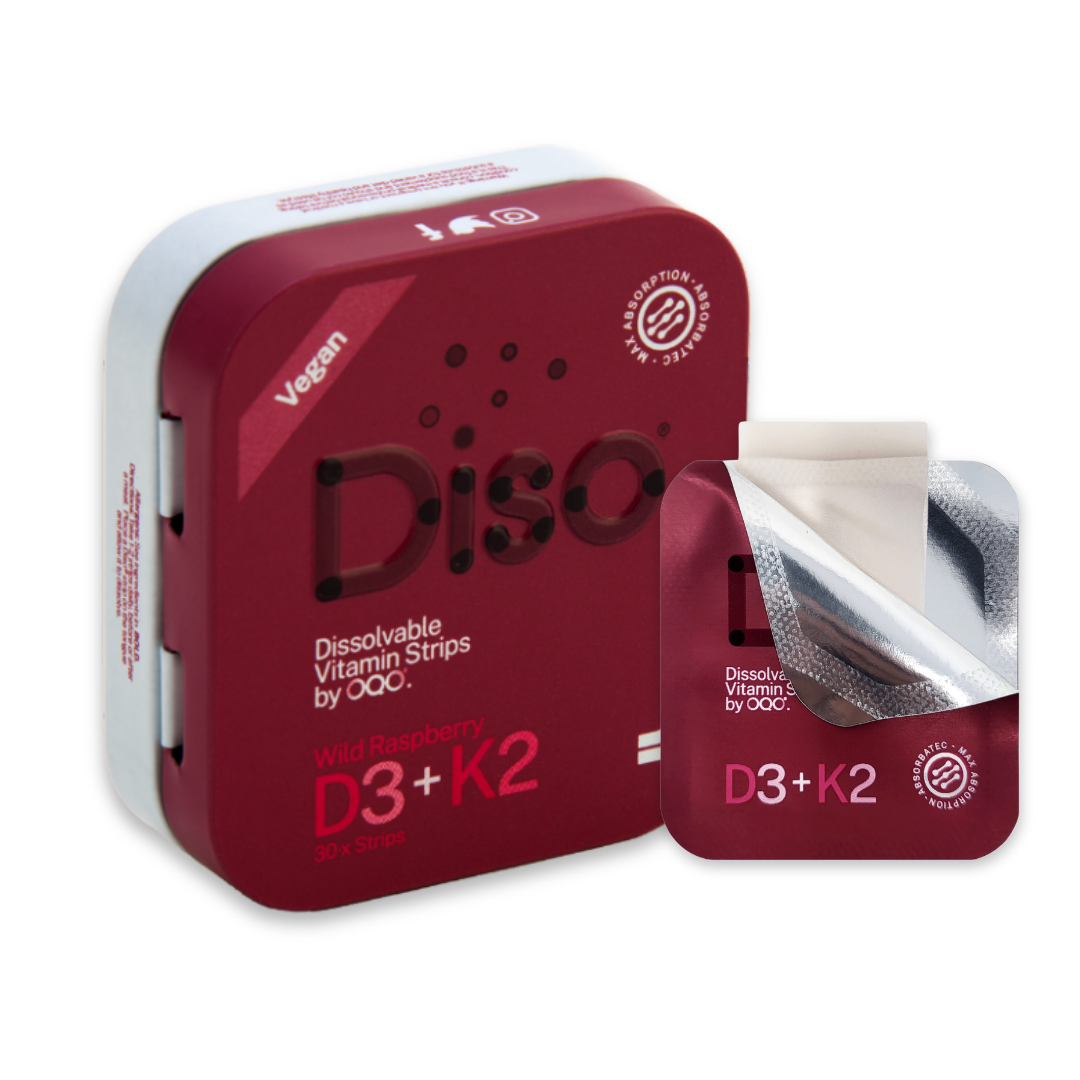 DISO - Vitamin D3 & K2 with Raspberry- 30 Dissolvable Strips | One Life Health