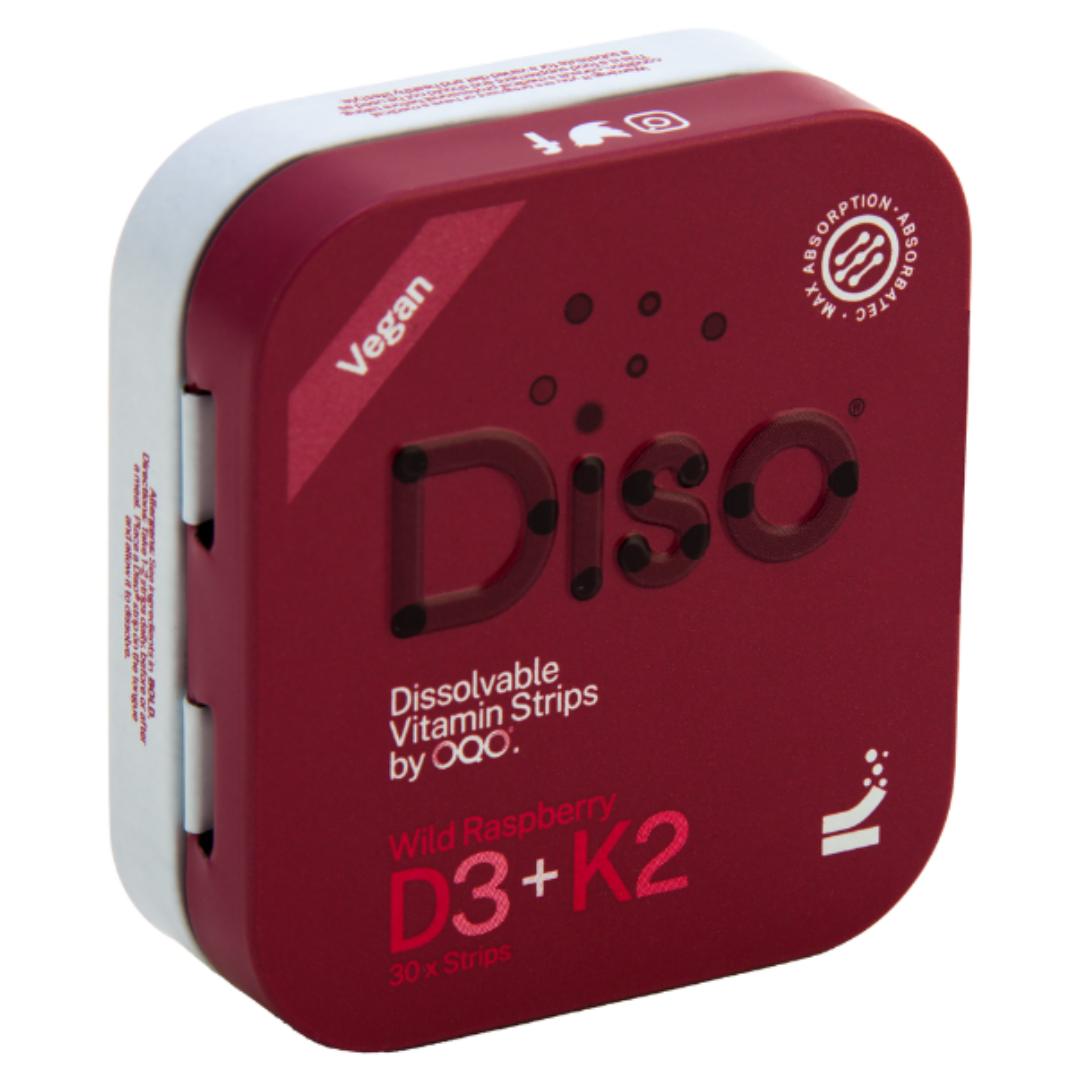 DISO - Vitamin D3 & K2 with Raspberry- 30 Dissolvable Strips | One Life Health