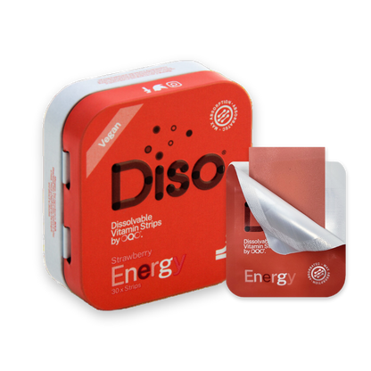 DISO - Energy with Strawberry - 30 Dissolvable Strips | One Life Health