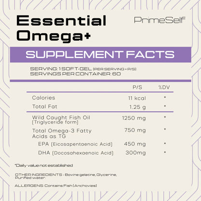 PRIMESELF - Essential Omega+ - 60 Softgels additional product view 3