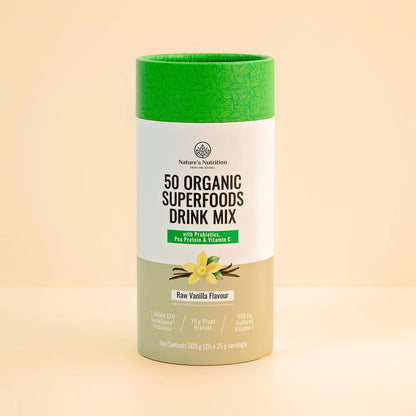 NATURE'S NUTRITION - Raw Vanilla Superfoods Drink Mix - 500g | One Life Health
